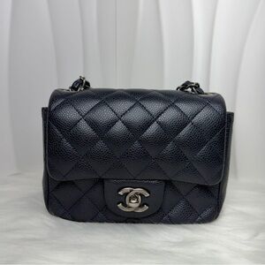 CHANEL Classic Flap Jumbo Bag Black Caviar Leather with Silver Hardware